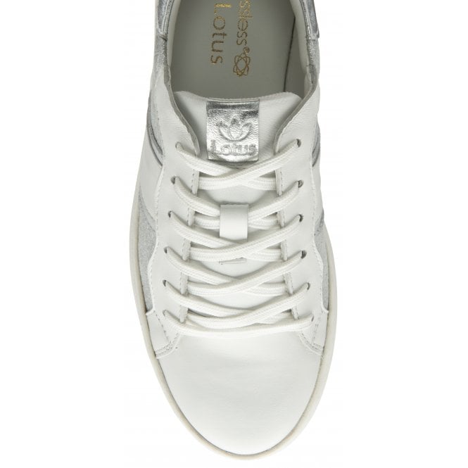  White & Silver Croc-Print Leather Simone Casual Trainers | Stressless By Lotus