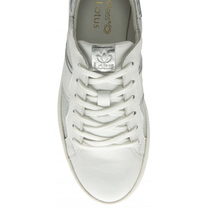  White & Silver Croc-Print Leather Simone Casual Trainers | Stressless By Lotus
