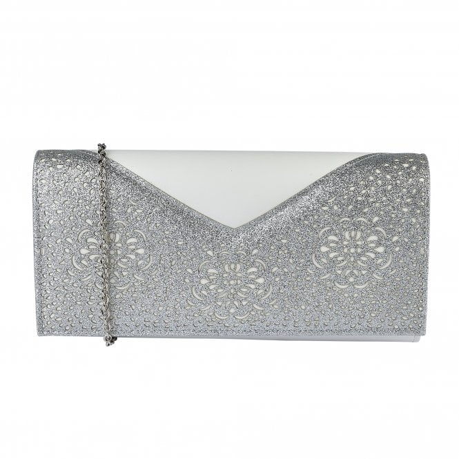  White & Silver Glitz Fidda Clutch Bag | Lotus 