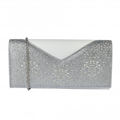  White & Silver Glitz Fidda Clutch Bag | Lotus 
