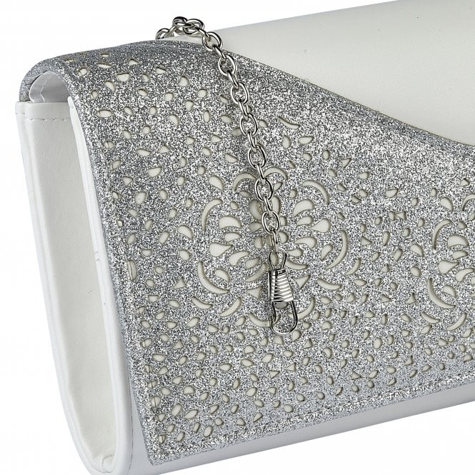  White & Silver Glitz Fidda Clutch Bag | Lotus 